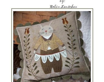 Bunny and Banner Wool Applique
