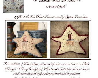 Uncle Sam In Star Cross Stitch Paper Pattern
