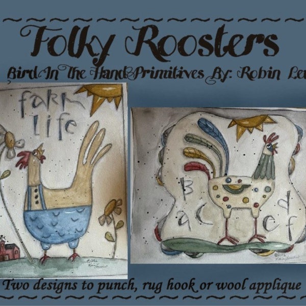 Folky Roosters Doodles