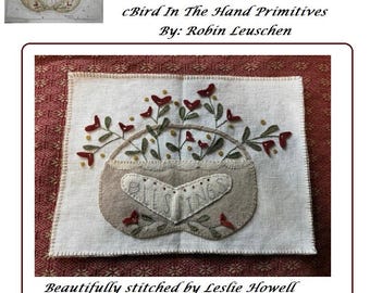 Blessing Valentines Basket Wool Applique