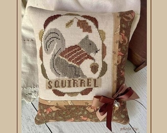 Sammy Squirrel and Acorn Cross Stitch Pattern Digital