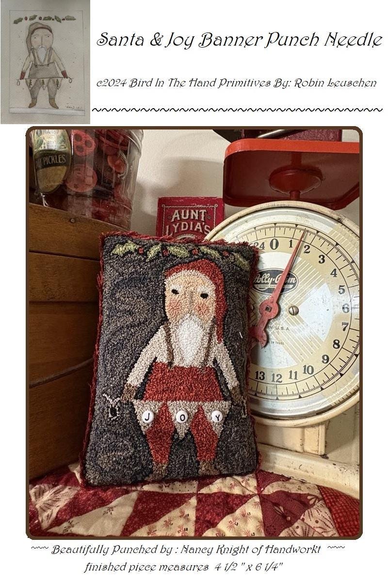 Santa and Joy Banner Punch Needle Pattern