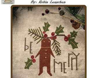 Be Merry Gingerbread Cross Stitch Pattern