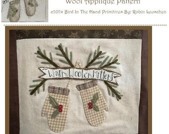 Warm Woolen Mittens Wool Applique Pattern
