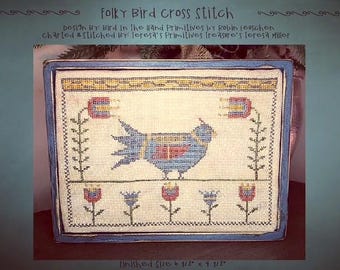 Schema punto croce Folky Blue Bird digitale