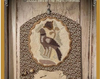 Fraktur Bird and Tulip Punch Needle and Hanger