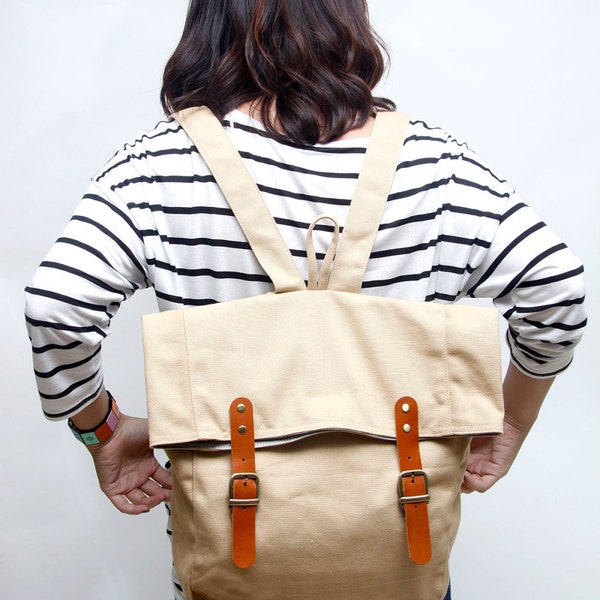 Handmade backpack Marine lover collection  khaki color