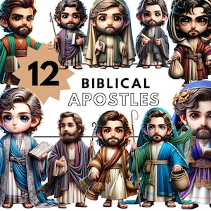 De 12 apostelen realistische clipart - collectie bijbelse discipelen