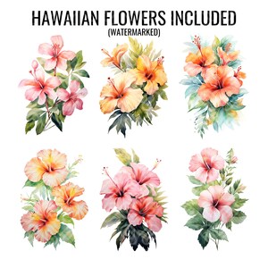 Watercolor Hawaiian Flowers Clip Art Bundle: Floral & Palm Illustrations (Digital Download). image 4
