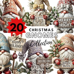 Weihnachtswichtel Clip Art Bundle: Festliche Schilder & Feiertagsdekoration 20 PNG Festliche Cliparts Feiertagscliparts Kommerzielle Nutzung.