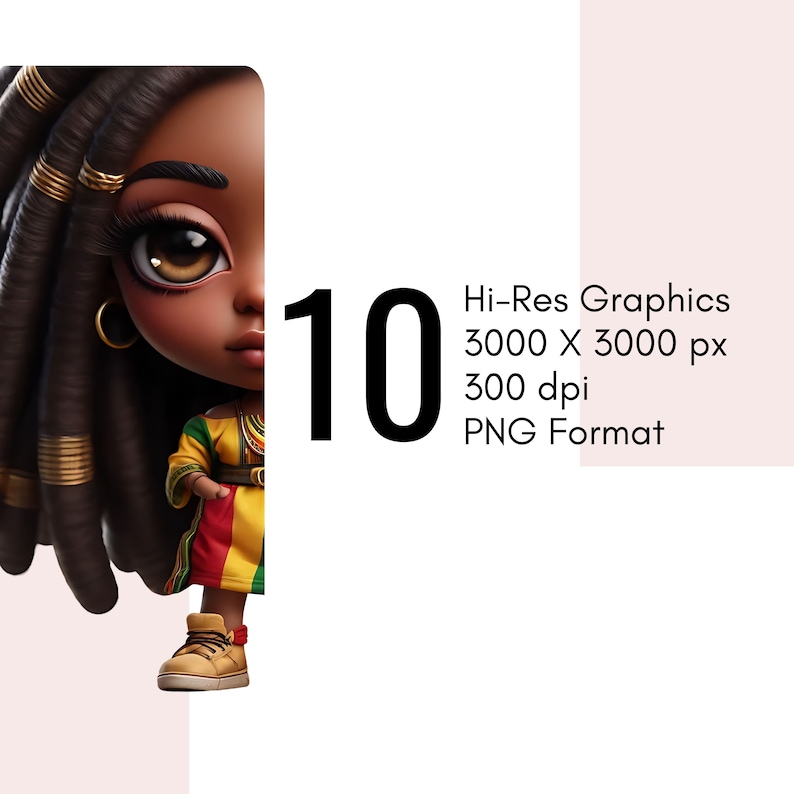 Rastafarian Women Chibi Clipart - Vibrant Rasta Collection - Etsy