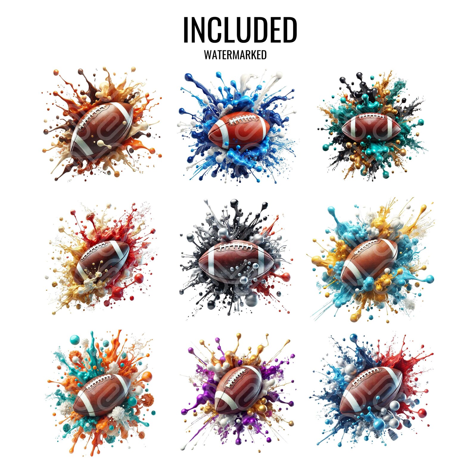 Football Splash Art: Team Colors PNG Clipart (digital Download). - Etsy