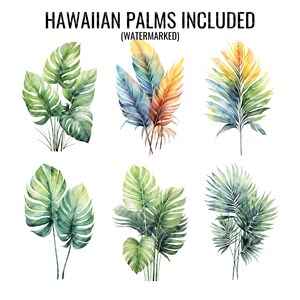 Watercolor Hawaiian Flowers Clip Art Bundle: Floral & Palm Illustrations (Digital Download). image 7