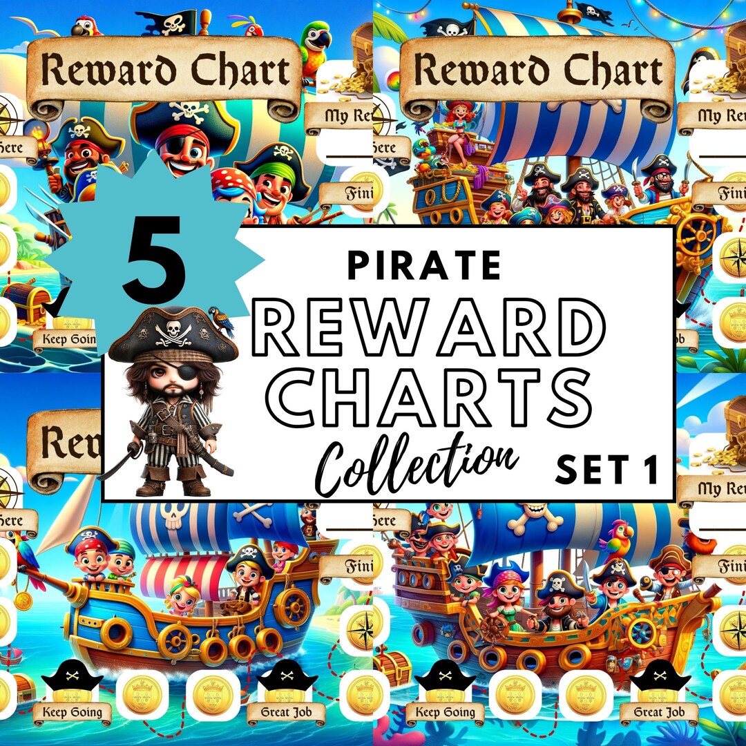 Pirate Reward Charts for Kids 5 Unique Printable Reward Charts for Behavior &amp; Chores ...