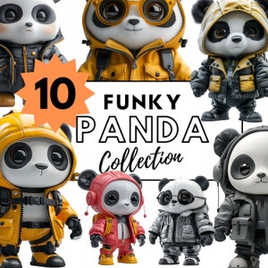 Colección Funky Panda - Conjunto de imágenes prediseñadas de osos panda estilo callejero