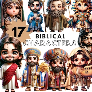 Realistic Biblical Characters Clipart - Iconic Figures Collection. Bible Clip Art
