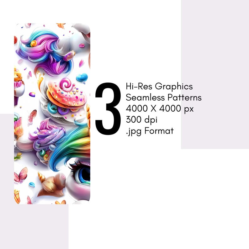 Cute Unicorn Seamless Pattern – Rainbow Kawaii Digital Paper (digital ...