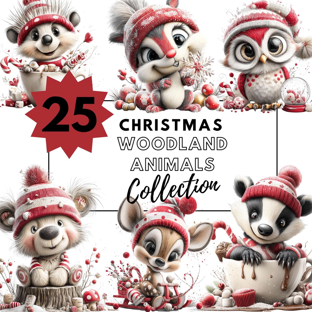 Christmas Woodland Animals Clipart – Festive Winter PNG Bundle (25 ...