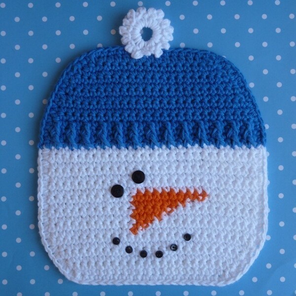 Snowman Potholder Crochet PATTERN - INSTANT DOWNLOAD