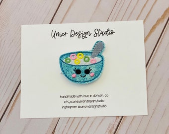 Pinza para el pelo con forma de cuenco de cereales de fieltro, pinzas kawaii para coletas