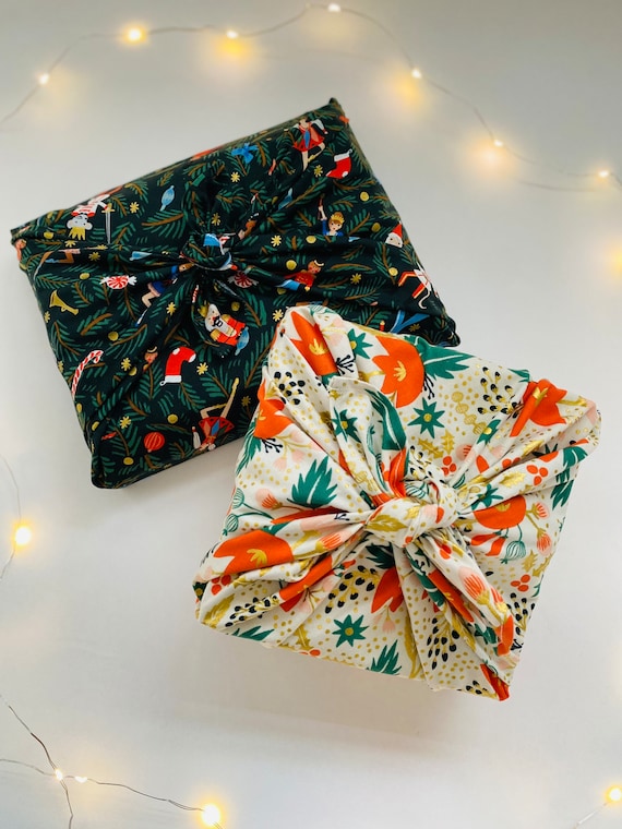 Holiday Furoshiki Wrap, Eco Friendly Reusable Gift Wrap