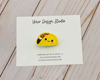 Pinza para el pelo con forma de taco, pinza de fieltro bordada