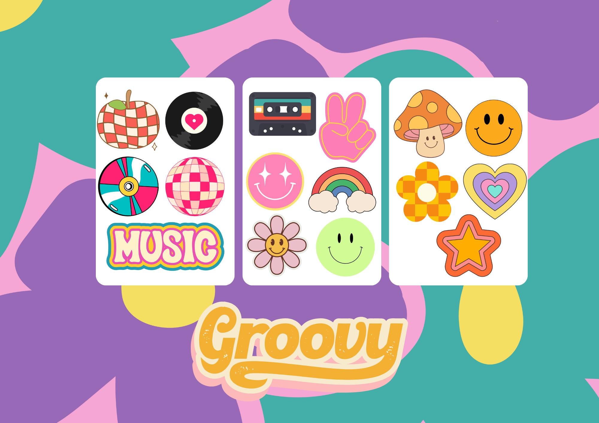 Retro Groovy Punch Needle Coaster Pattern (Printable PDF)