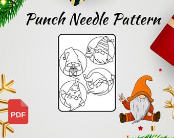 Punch Needle Gnome Coaster Pattern: Xmas Design (PDF Pattern)