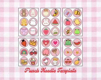 Kawaii Punch Needle Coaster Template | 36 Shapes (PDF Pattern