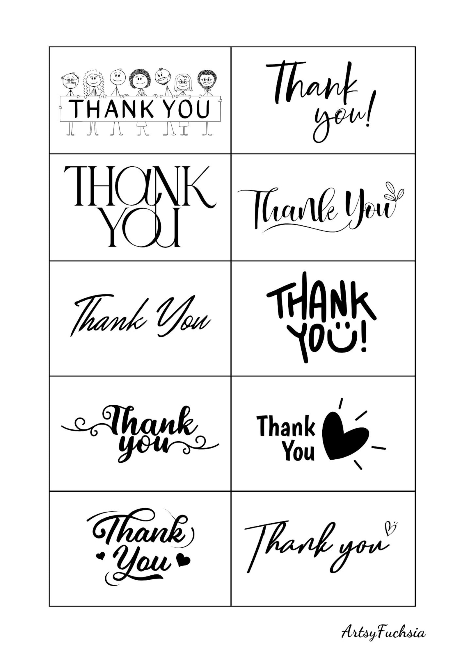 Elegant Black and White Thank You Card Template (printable Digital ...