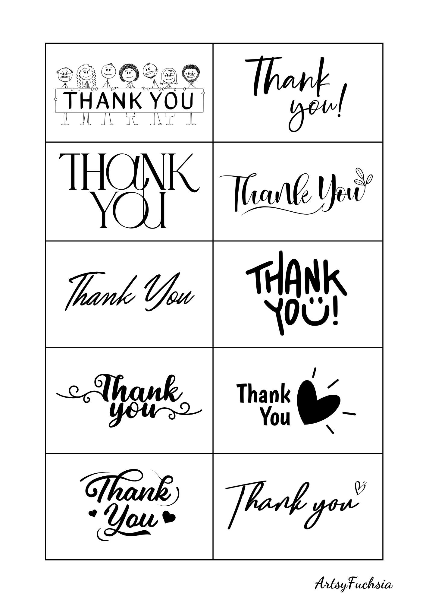 Elegant Black and White Thank You Card Template (printable Digital ...