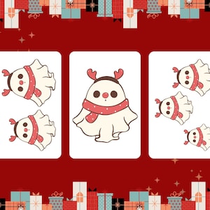 Posavasos con temática de fantasmas navideños, 6 tamaños diferentes, funda de cojín con alfiler, para colgar en la pared, plantilla para funda de almohada