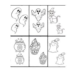 20 pages printable simple halloween themed digital pattern for punch needle embroidery and hoop embroidery