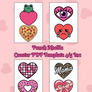 Punch Needle Mug Rug Drink Coaster Pdf Template - Printable Punch Needle PDF Pattern - Embroidery Punch Needle - DIY Craft Project Heart