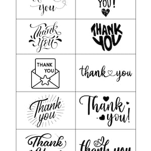 Elegant Black and White Thank You Card Template (printable Digital ...