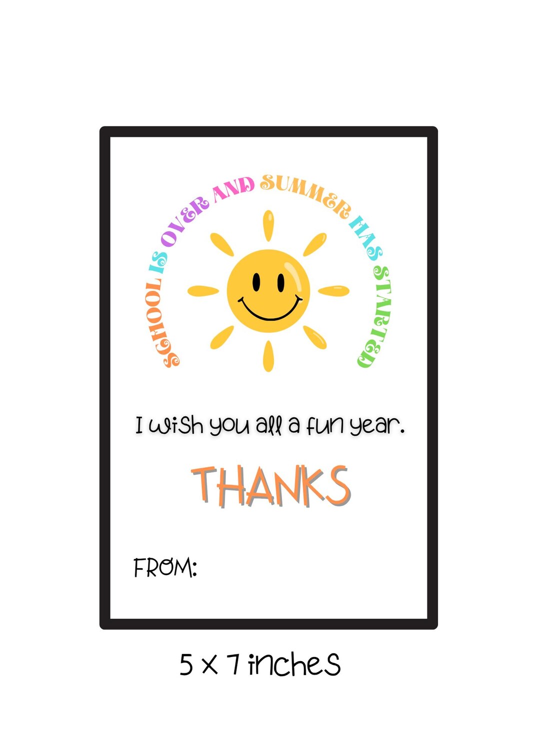 End of Year Teacher Gift Card Holder Printable Teacher Appreciation ...