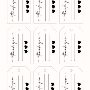 Schwarz und Weiß Danke-Karte | Druckbares digitales Design mit Schnittlinien | Elegant & Moderne Vorlage