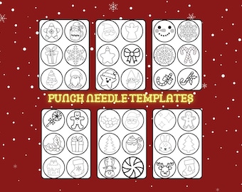 Punch Needle Christmas Coaster Templates: Embroidery Patterns (Digital Download)