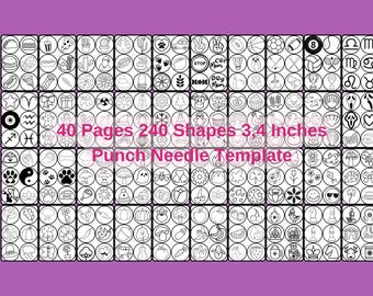 Punch Needle Coaster Template: 240 Shapes Mug Rug Pattern (Digital Download)