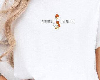 Herbst T-Shirt, Gans Design, Herbst Kleidung Damen, Pumpkin Spice Latte Shirt, Autumn Goose, Fall Clothing, Geschenk Freundin,lustiges Shirt