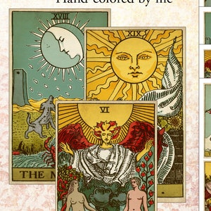 Antigo 1910 Rider-Waite para impressão em cores Tarot MAJOR ARCANA PDF folha de colagem digital cartão de felicitações de arte alterada 2,5 x 4,25