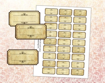Antique Sepia Blank Spice Labels digital collage sheet 300dpi 2x1 EDITABLE PDF INCLUDED