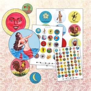Mexican Loteria Images: Circle Digital Collage Sheet (Digital Download)