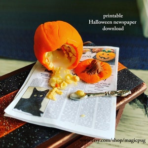Instant Digital Download Printable Modern Halloween Party Favors decoration Newspaper props 1:12 scale 1/12 dollhouse collectors miniature