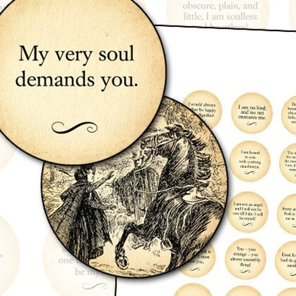 Jane Eyre Quotes Collage Sheet: Antique Illustrations (Digital Download)