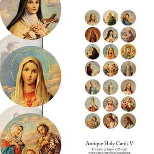 Antique Catholic Holy Cards: 25mm Circle Collage (Digital Download)