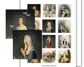 Antique Night Sky Holy Cards: Digital Collage Sheet (2 inch squares)