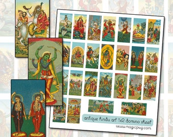 Antique Hindu Indian Gods and Goddess domino digital collage sheet instant download avatar sacred religious devi deva deity hinduism ishvara