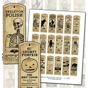 Halloween Potion Labels: Witch Ephemera Collage Sheet (Digital Download)