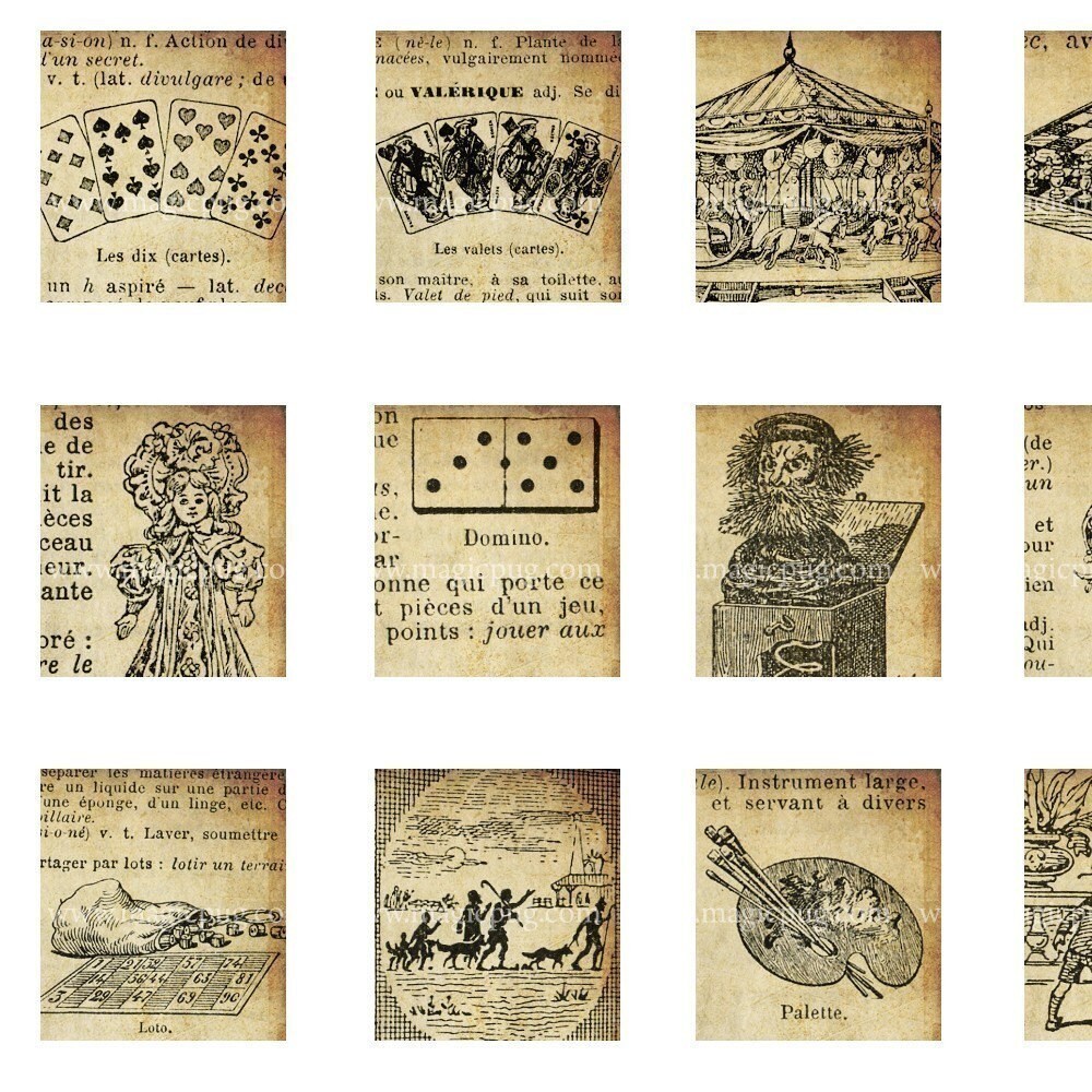 Antique French Games Toys Fun Scrabble Jewelry Digital Collage Etsy